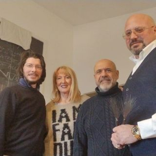 Una foto del quartetto nello studio di registrazione